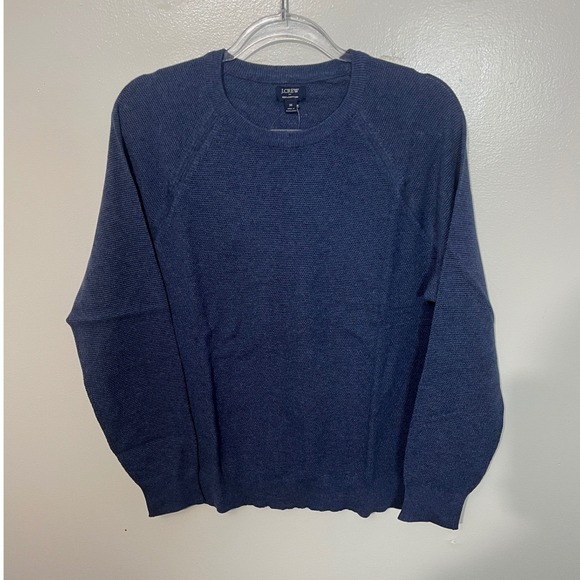 J. Crew Other - J.Crew Crewneck Sweater Men's Medium Blue 100% Cotton Textured Raglan CD617